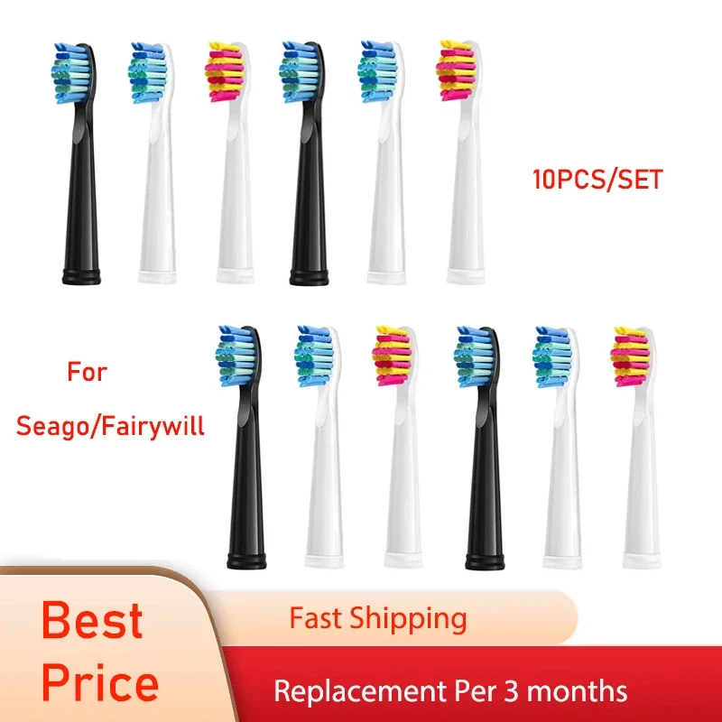 5-10ks náhradné kefové hlavy pre Seago/Fairywill Electric zubná kefka FW/SG 507/508/515/551/917/959/908 Dupont Bristle Brush