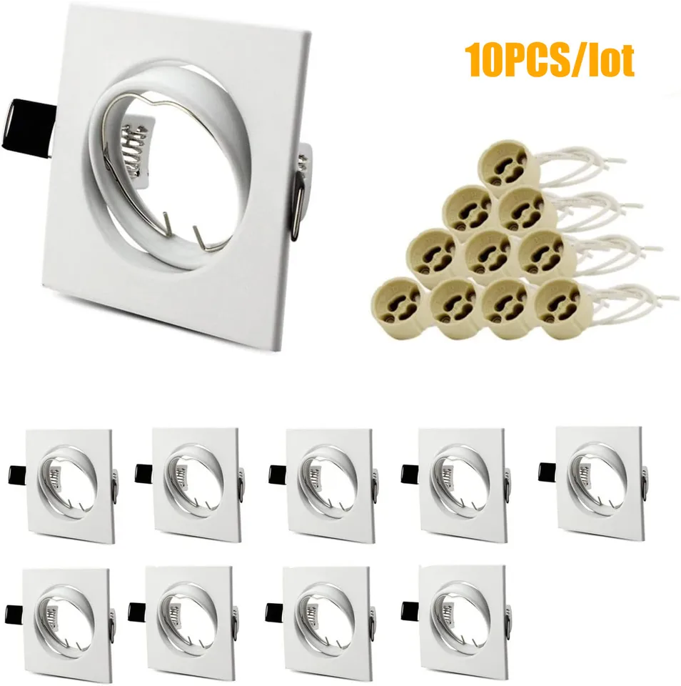 5/10ks štvorcový zapustený downlight LED stropné svetlo GU10 Base Base Base Cutout 50 mm montáž