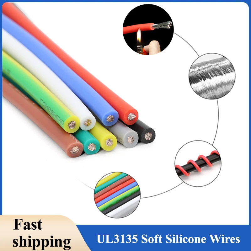 5/10M UL3135 Mäkké silikónové izolačné drôty 30 28 26 24 22 20 18 16 14 12 10 10 10 AWG vysoký teplota odolný