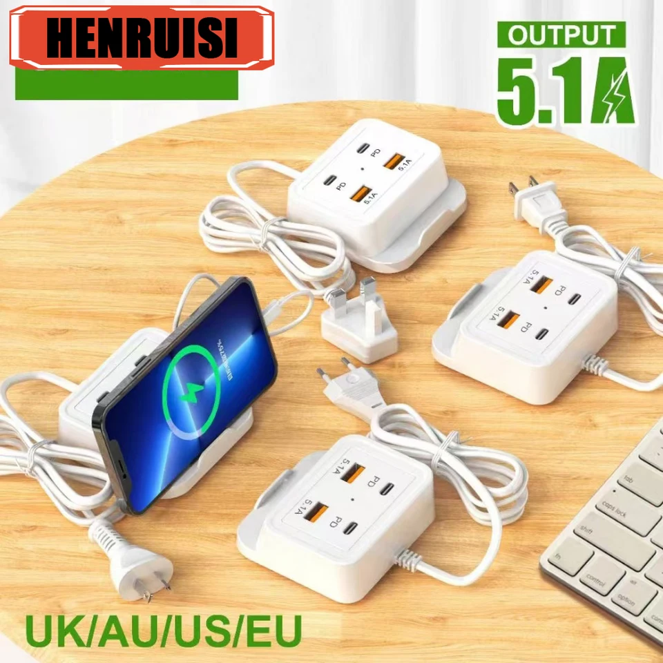 5.1a USB Rýchle nabíjací nabíjačku nabíjačku s výkonom soket typu C EU US UK Plug Rýchle nabíjačka pre iPhone 16 Samsung Xiaomi Huawei