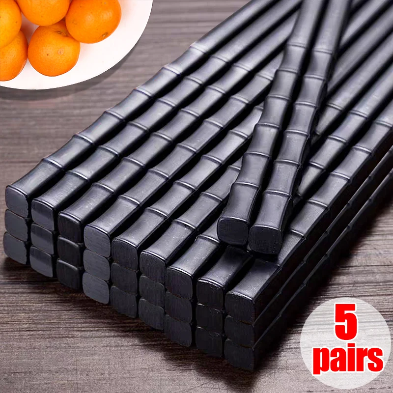 5/1Pair Chinese Cumpsticks Sushi Sticks Opätovne použiteľný kovový kórejský nekĺzavý zliatinový paličká Hotel Hotel