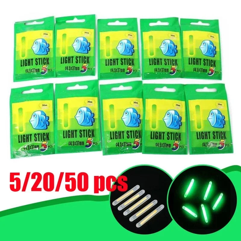 5/20/50ks rybárska plaváka Light palice Fluorescenčné Lightstick Night Rod Svetlo Tmavá žiara palica Rymľba náradia