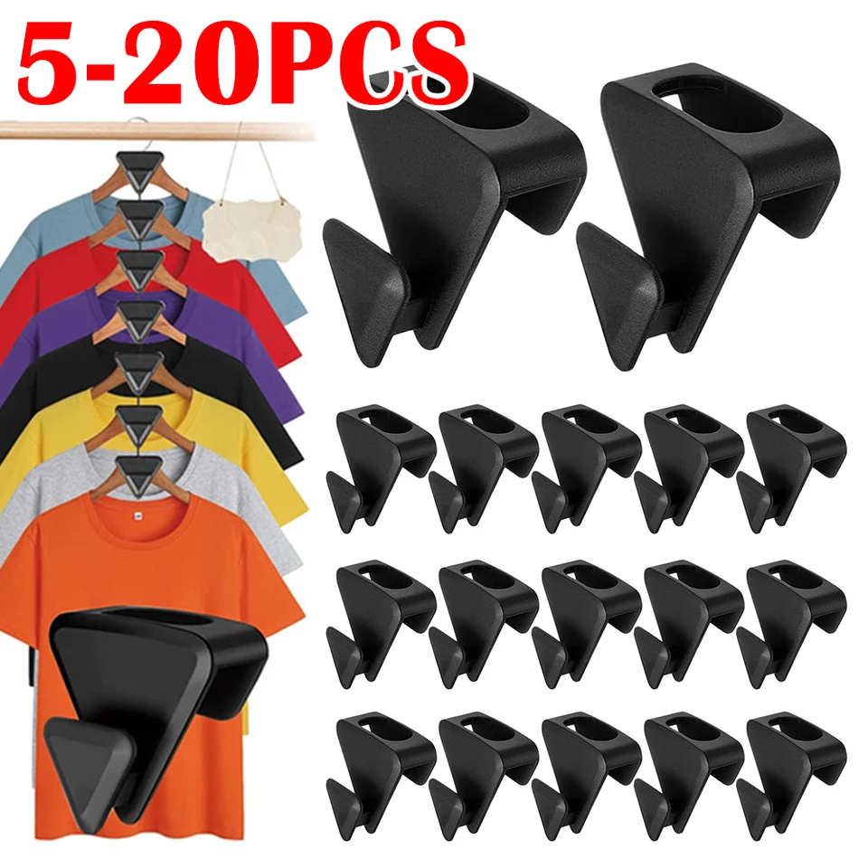 5-20ks priestor šetrenie šatníkovej závesu Triangle Triangle Clother Connector Hooks Hayse Coat Organizátor Rozšíriteľný držiak na vešiak
