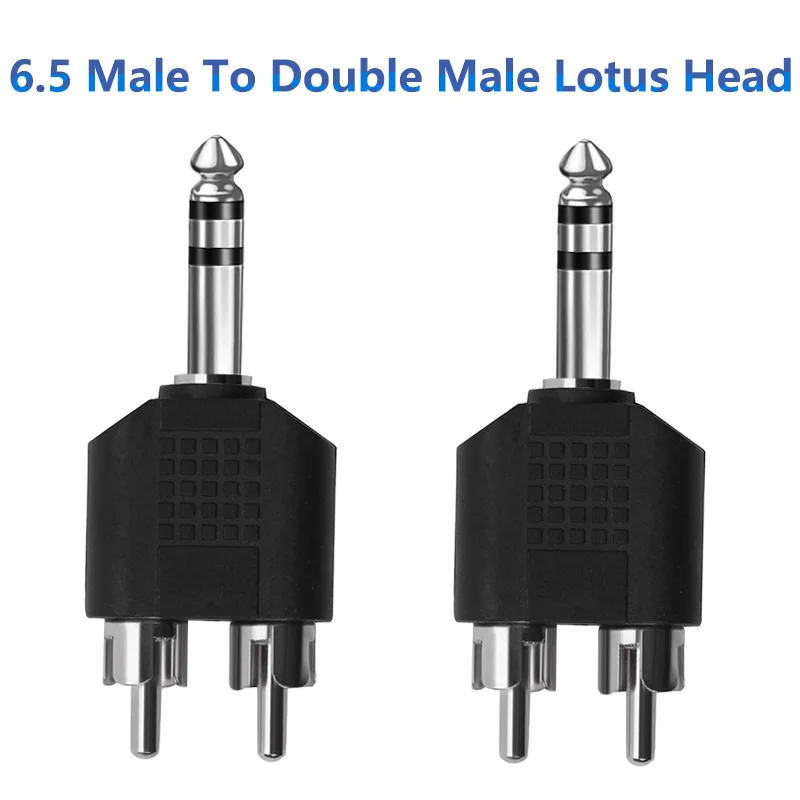 5/20ks y Splitter Black Audio Adapter 6,35 mm až Dual 2 RCA samec Jack Audio Adapter Prevodník zvukových konektorov Elektrické zástrčky