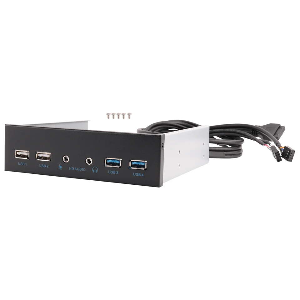 5,25 palca Desktop Case Interný predný panel USB Hub 2 Ports USB 3.0 a 2 porty USB 2.0 s konektorom Audio portu HD 20 PIN 20