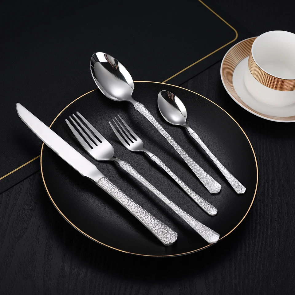 5/25ksový riad set z nehrdzavejúcej ocele Strieborná večera Nož ovocná vidlica Spoon Western Kitchen Taveware Hotel Banquet Restaurant