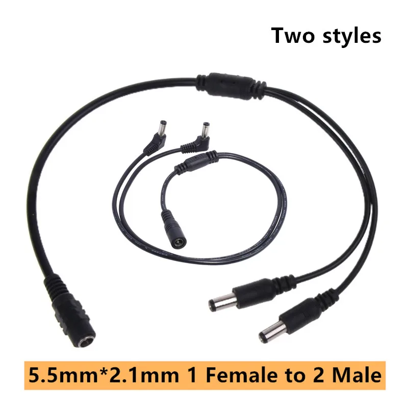 5,5 mm*2,1 mm 1 samica až 2 mužský konektor samec k ženskej zástrčke DC Power Splitter Cable CCCTV LED pásma LED adaptér napájacieho zdroja