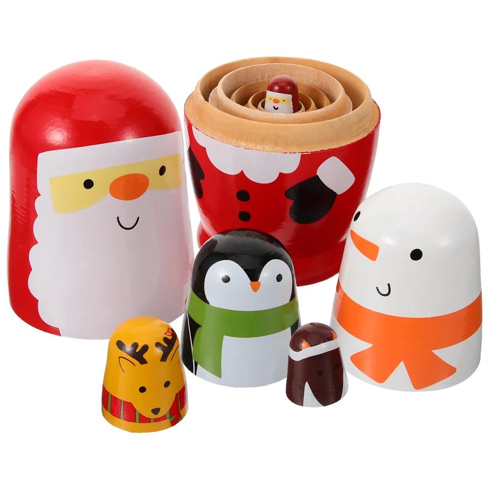 5/6ks Santa Claus Russian hniezdne bábiky ručne vyrábané drevené matryoshka hračky pre deti vianočný novoročný darček