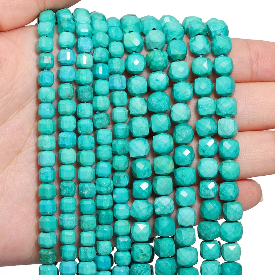 5/7 mm AAA Facept Cube Prírodný kameň Chrysocolla guľôčky modré štvorcové vestovné korálky pre šperky výroby DIY náramky doplnky