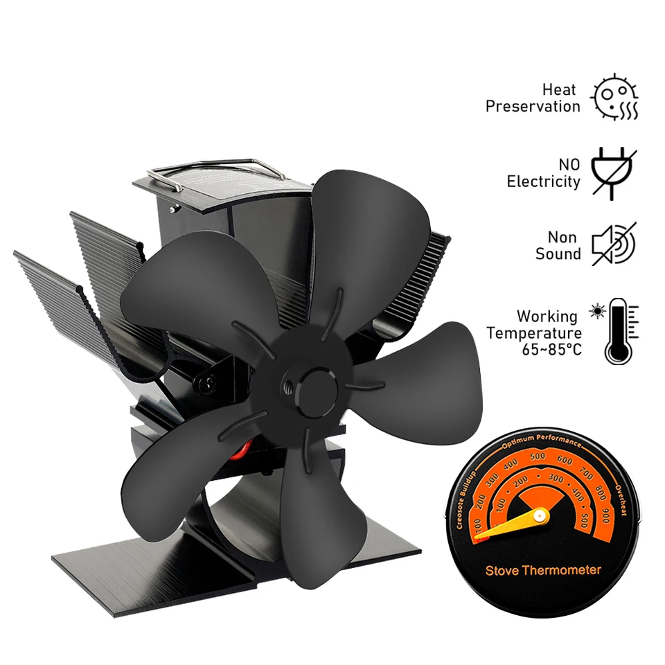 5 Blade Heat Pohárik ventilátor Mini krb ventilátor ventilátora dreva Burner Eco-Fan Tichý krb ventilátora Ohriepka Efektívne tepelné rozloženie tepla