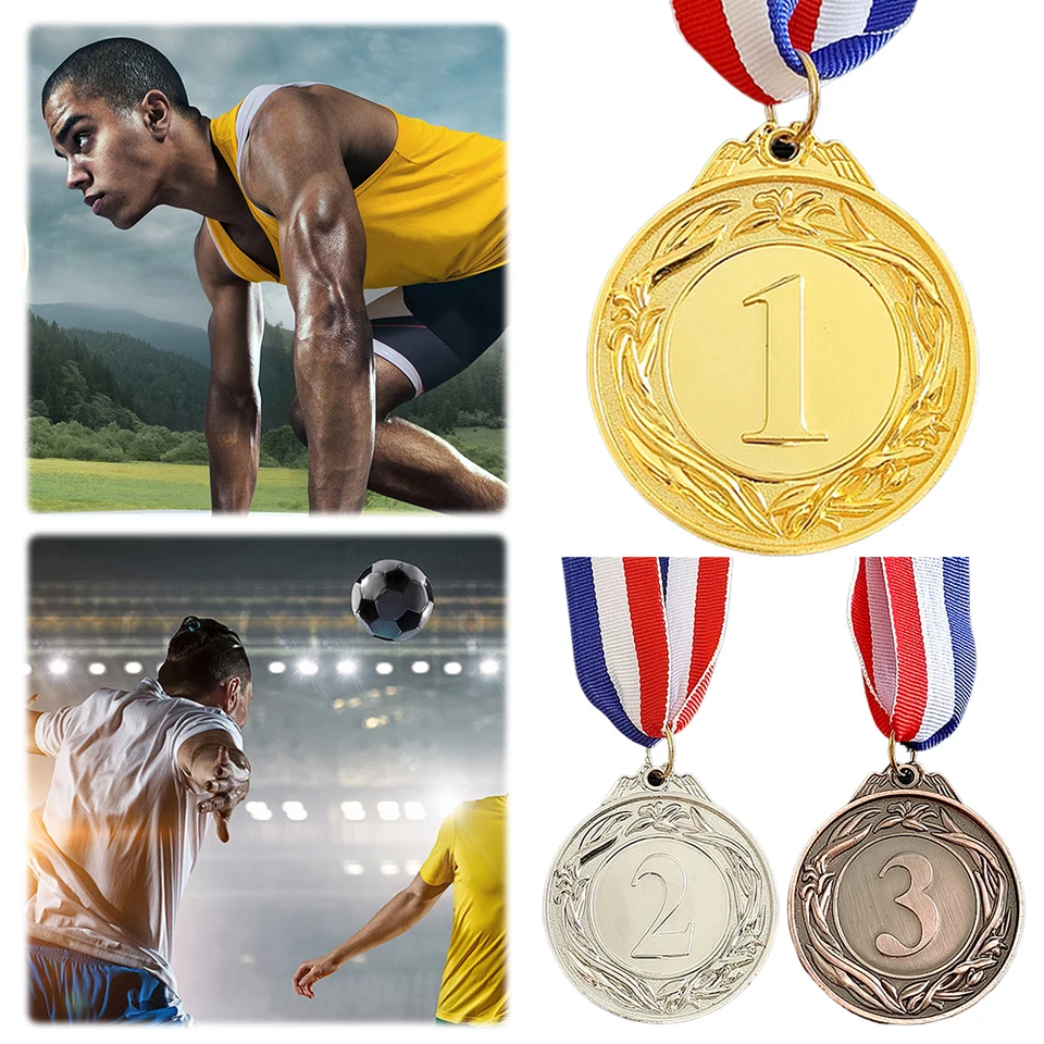 5 cm medaily zlata/striebra/bronzovej medaily s krkmi Športové odmeny kovových výhercov pre talent