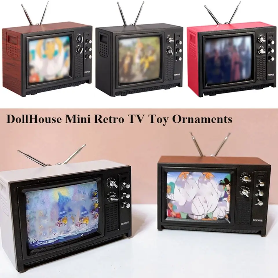 5 Colors Dollhouse pre BJD Doll Televízne ozdoby Prenosné televízne hračky Miniatúrny simulačný nábytok obývacia izba Dekorácia