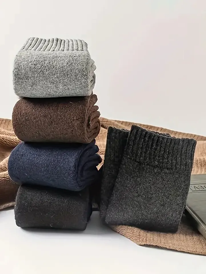 5 Dvojité fleece vlnené ponožky Jeseň a zimné ponožky
