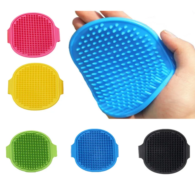 5 farieb mäkké gumové psie kefka Comb Cat Cat Brush Brush Guma Glove Hair Grooming Grooming Masáž kefka pre psie mačky 12.3*9,7 cm DC05