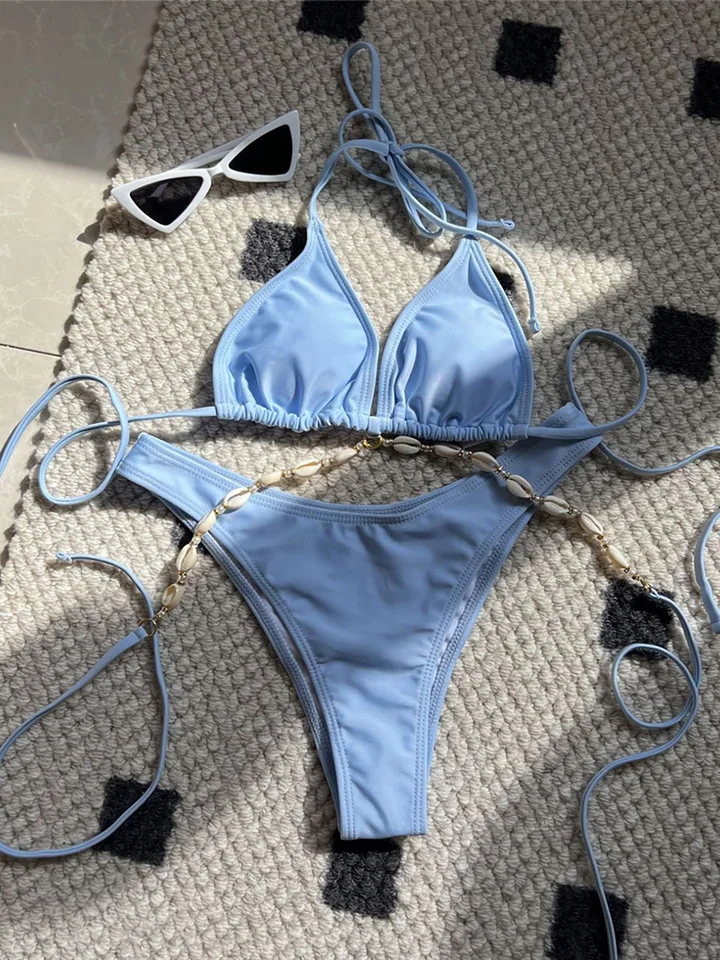 5 farieb Sexy ohanter Shell Brazílska bikiny Ženské plavky Ženy plavky Dva kusy bikiny súpravy Bather Blacking Suit Swim K5469