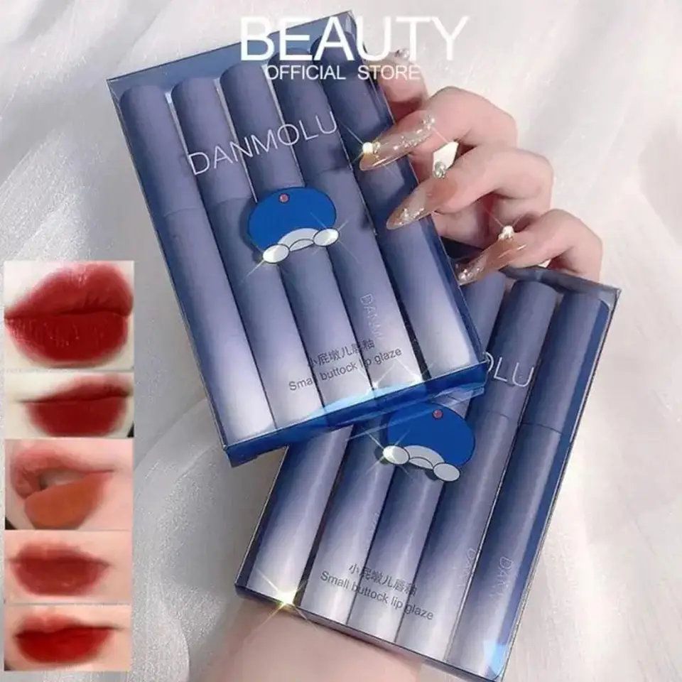 5 farieb/súprav matná rúžová sada Dlhodobá nepremokavá nepremokavá šálka glazúry na pery Nie je ľahké vyblednúť roztomilý kozmetický makeup na pery