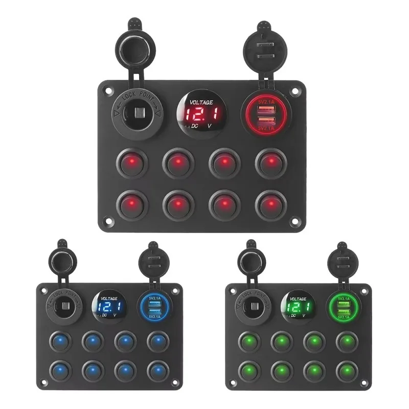 5 gang 8 gang gombíkového spínaču prepínača panel USB Ovládanie vozidla pre auto Marine Boat RV ATV UTV Camper Caravan Circuit istič