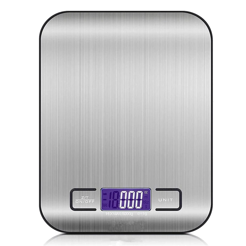 5 kg/0,1 g digitálnej kuchyne Scale Premium z nehrdzavejúcej ocele LCD Displej malej potravinovej stupnice na váženie varenia YY091