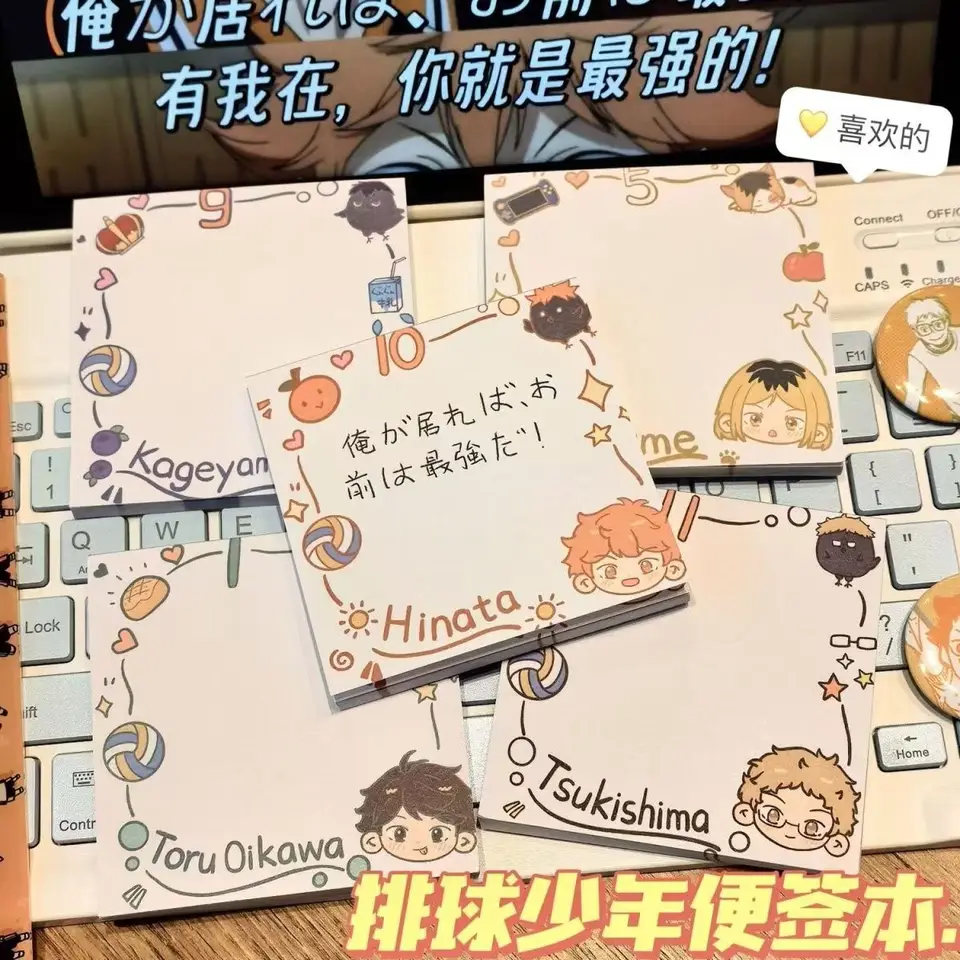 5 klíce Kawaii Anime Memo Pad Cartoon Stickry Poznámky Pad Stationery Stickers pre deti darček
