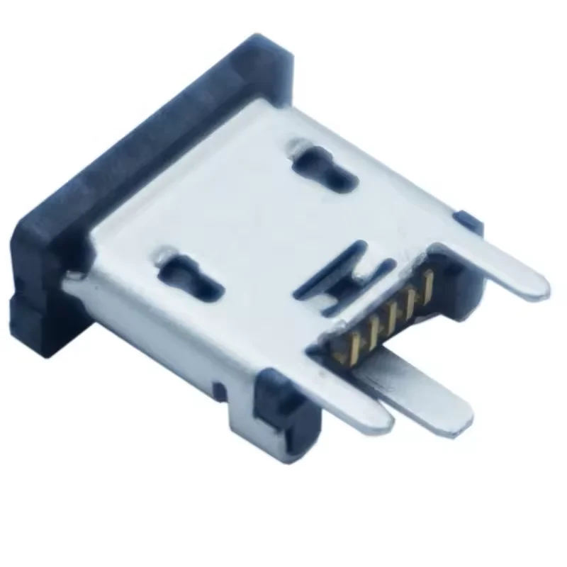 5-kolíková vertikálna SMT Žena 180-stupňový konektor micro USB s obalom na nabíjanie mobilných telefónov