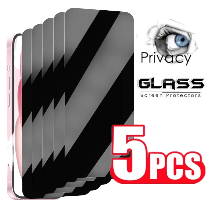 5 ks Anti-Spy Glass pre iPhone 15/14/13/12/11 Pro Max Anti Fall Temperted Glass pre iPhone 15Pro 14Pro Ochrana ochrany súkromia