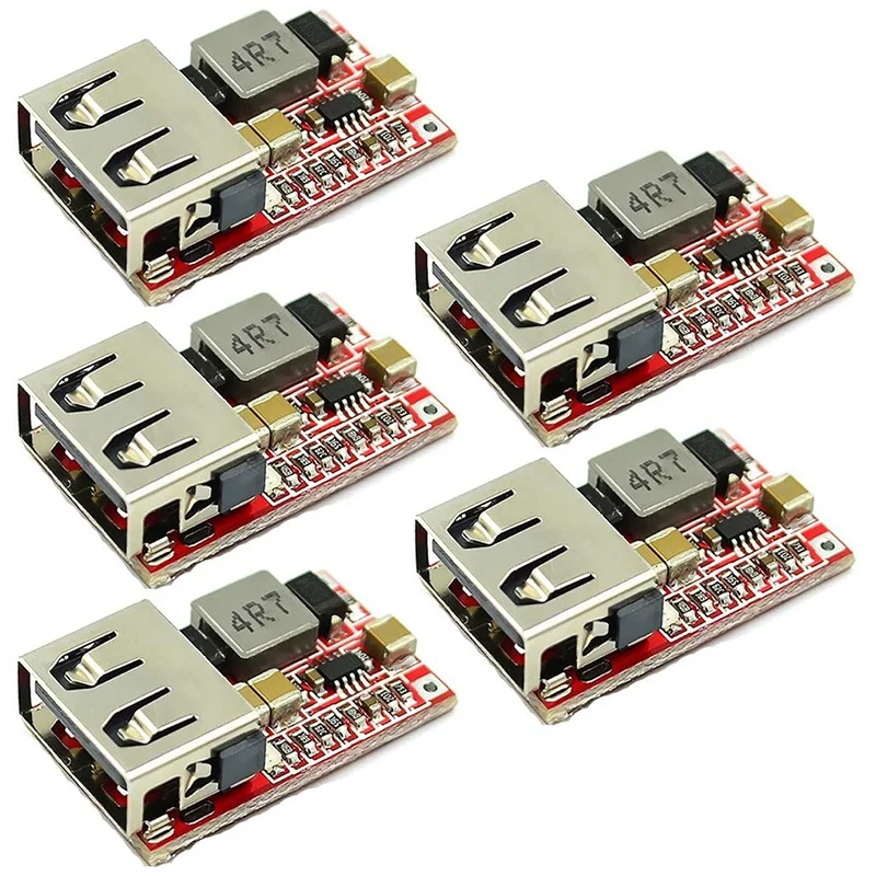 5 ks DC-DC Buck Converter CAR USB nabíjačka Modul 6-24V 12V 24 V až 5 V 3A Krok
