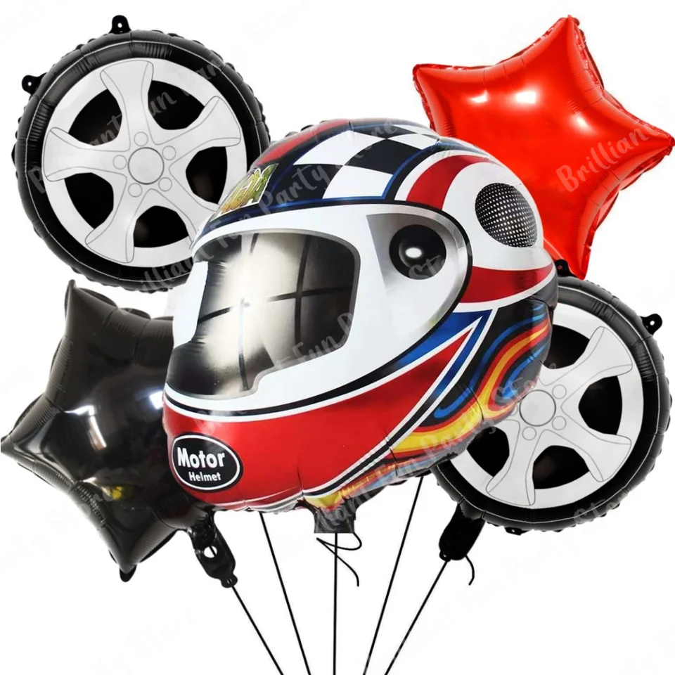 5 ks pretekársky automobil Party Balon Wheel Pneular Fóliu Balóny sada bábätko Dodávky narodeninové oslavy dekorácie Detské hračky Globos Globos