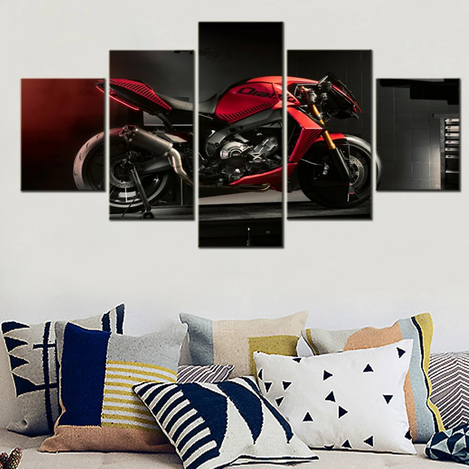 5 kusov plátno nástenné umenie domáca dekorácia Red Puig Diablo Motorbike tapety Picting Obývacia izba plagát maľba umelecké diela