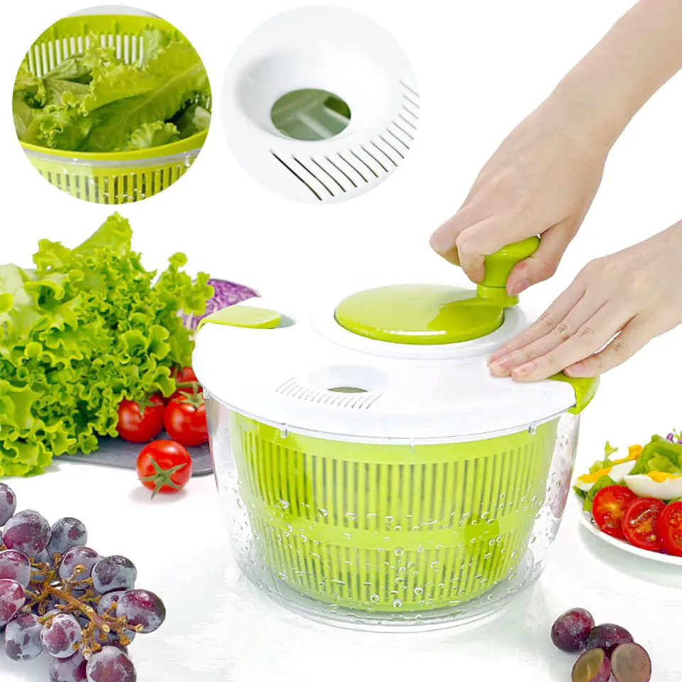 5 l Fruits Spinner Sušer BPA Free Fruit Washer so zabezpečeným zámkom veka a rotačnej rukoväte a rotačnej vegetariánskej podložky pre domácu kuchyňu