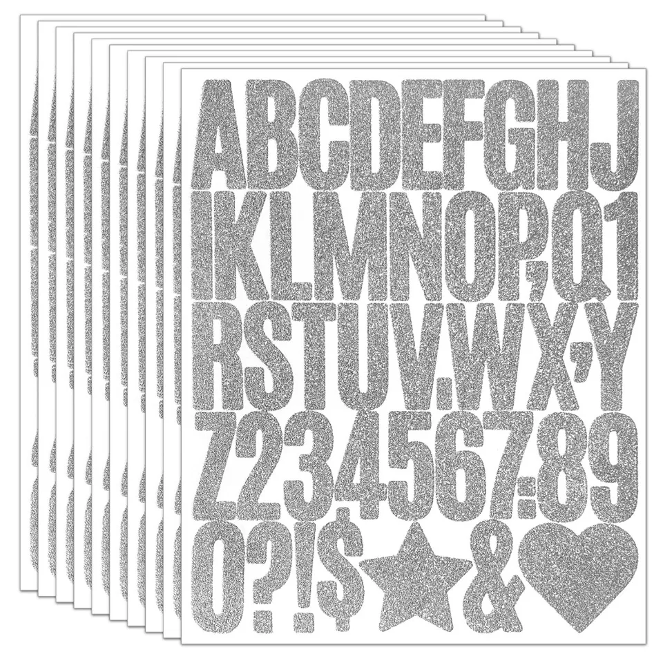 5 listov anglické písmeno AZ Glitter Letter Stickers 2/1,5 palca Šumivá abeceda veľké písmen