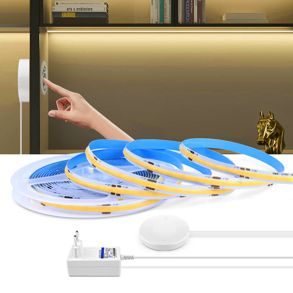 5 m 10m Penetrabilné drevené zrkadlo Touch Domovodné snímač pohybu ruky COB LED pásik LED Svetlo 24 V páska pre kuchynskú skrinku podsvietenie