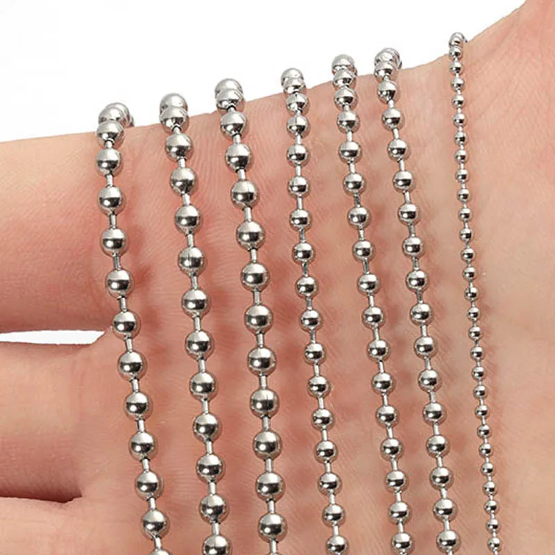 5 metrov 1,5/2/2,4/3 mm guľôčková korálková reťaz z nehrdzavejúcej ocele pre náramok náhrdelníka Kychain DIY šperky