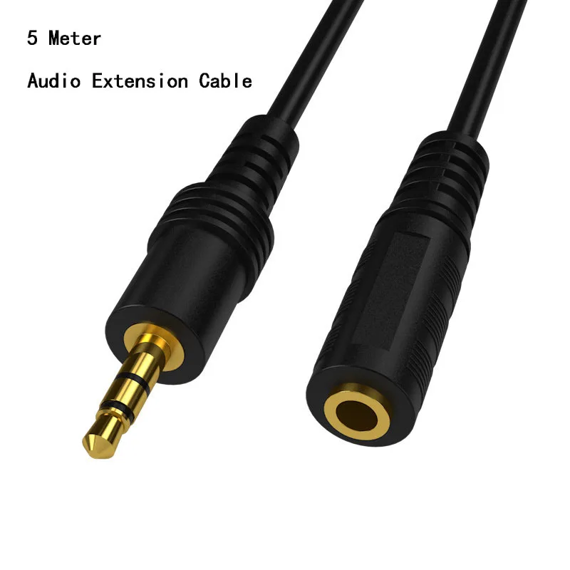 5 metrov predlžovací kábel zvuku 3,5 mm Jack Muž na ženský kábel AUX