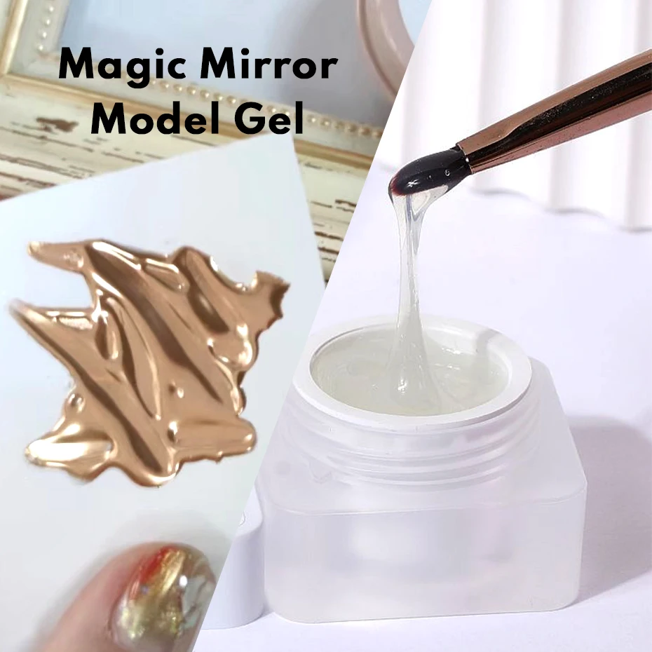 5 ml polotuhé magické zrkadlo prášok na nechtový model gél Tranparentné gélové poľské dekorácie namočenie funkcie rezbárske lepidlá manikúru