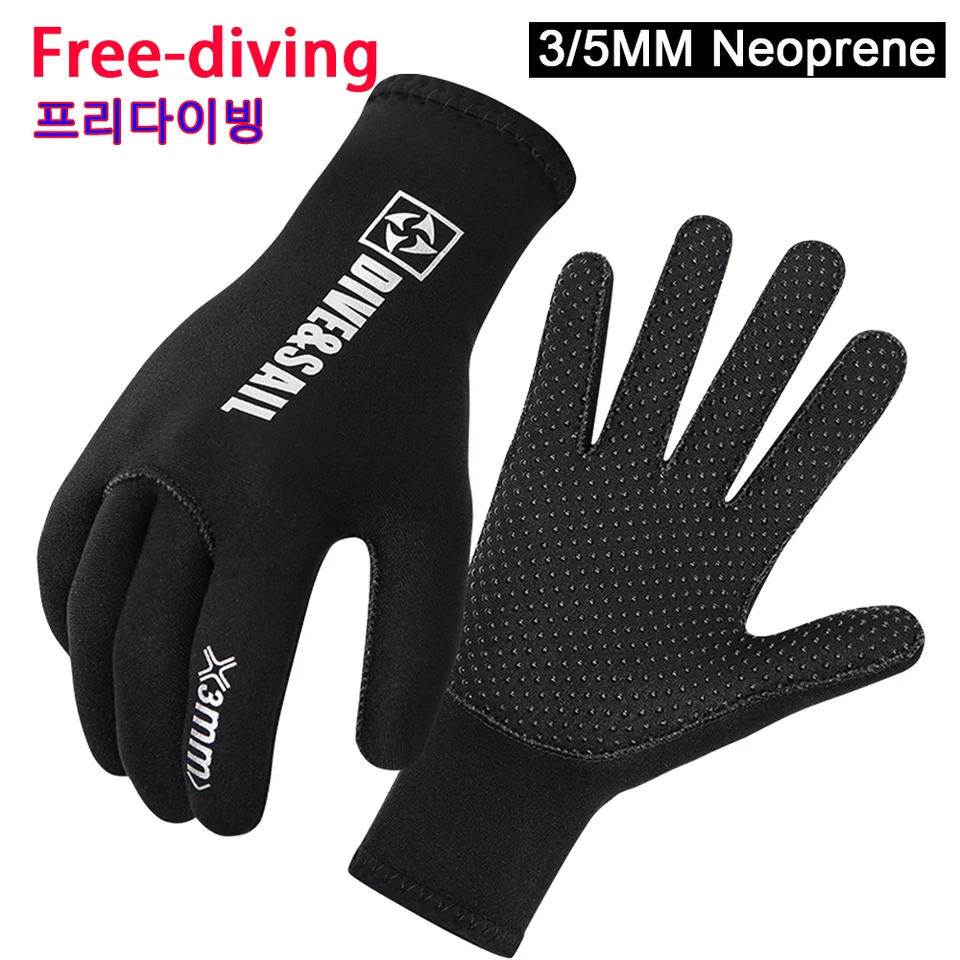 5 mm 3 mm neoprénové potápačské rukavice pre mužov Ženy Ženy Diver neopelníky šnorchlujúca kanoistika Spearfish Plave Plužné plutvy pod vodou Lovecké rukavice