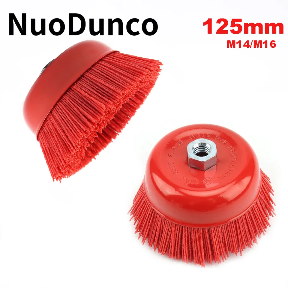 5 -palcová nylonová kefa 125 mm nylon Brusive Cupov koleso pre kovové drevo spracovateľské leštiace leštiace čistiace prostriedky