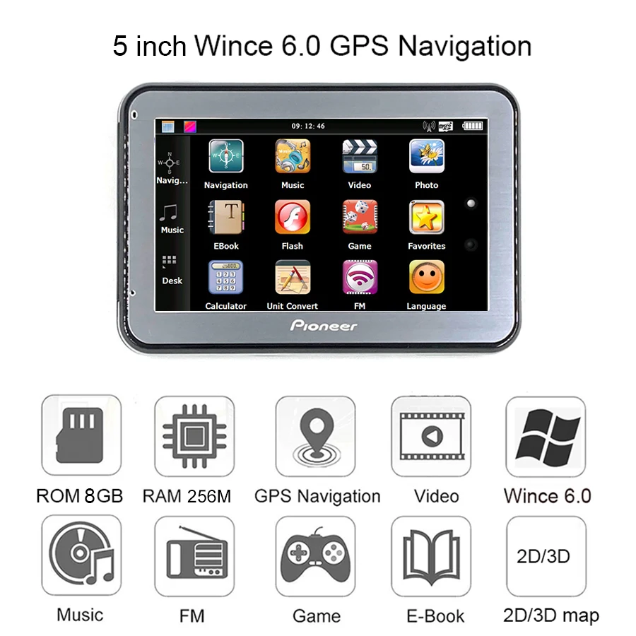 5 -palcové auto GPS navigáciu 256 m+8 GB FM Najnovšia mapa južnej Ameriky SAT Truck GPS Navigátor zadarmo južná Americká mapa Europe Mapa