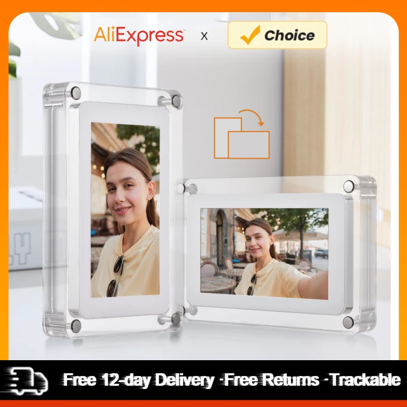 5-palcový akrylový digitálny fotografický rámec digitálnych obrázkov Foto/ Hudba/ prehrávač videa Automatické otáčanie vstavanej 8 GB pamäťovej batérie