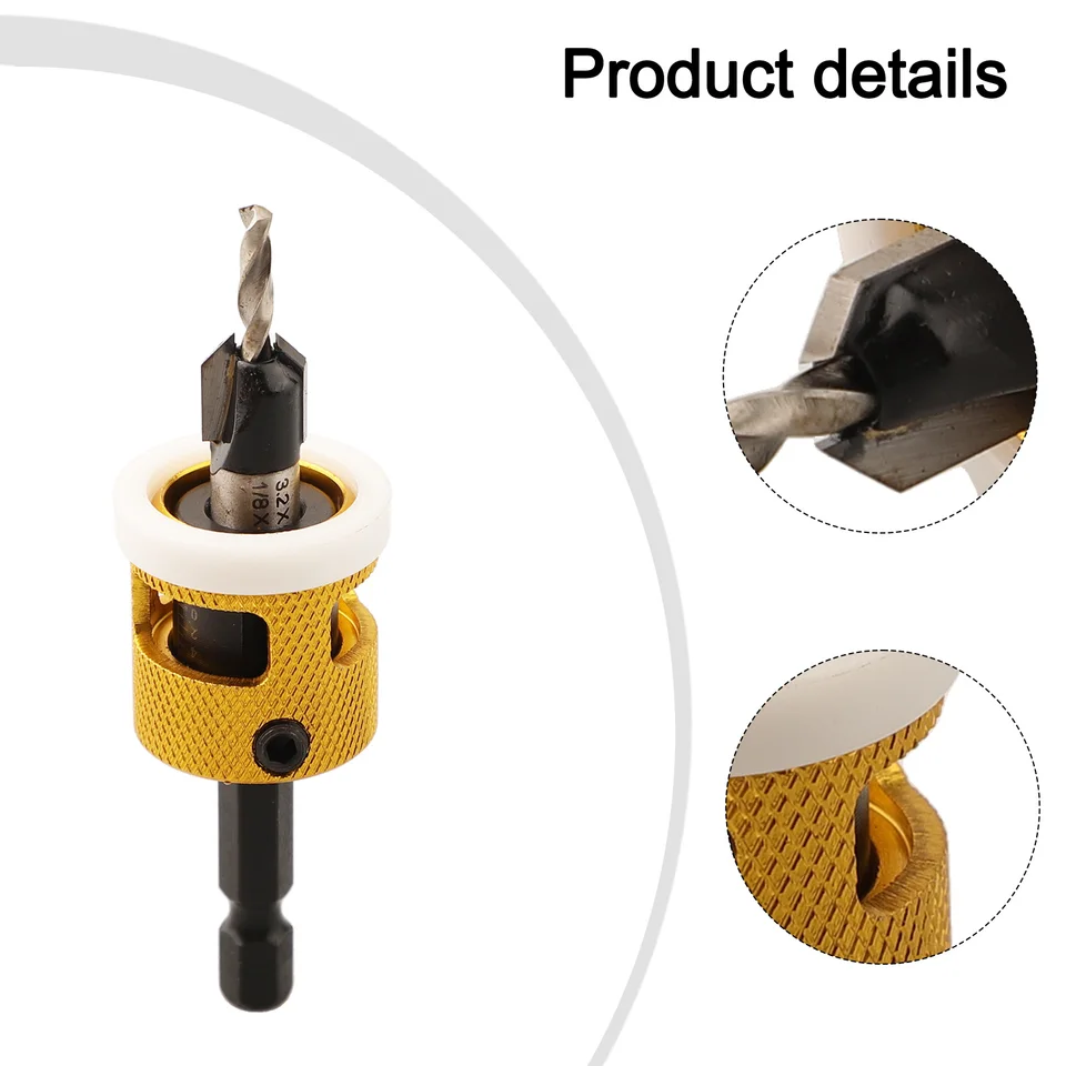 5 PCS countersink vŕtačka set bit vymeniteľná s nastaviteľným hĺbkovým zastavením obmedzovača dreveného spracovania champistov počítačového vŕtania bit