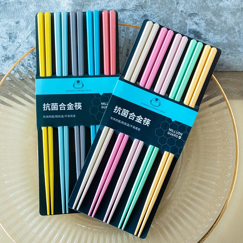 5 -piene čínske paličky opakovane použiteľné zmiešané farby paličke Sushi rezance tyčinky Domácne kuchynské náradie Dodávky večierkov