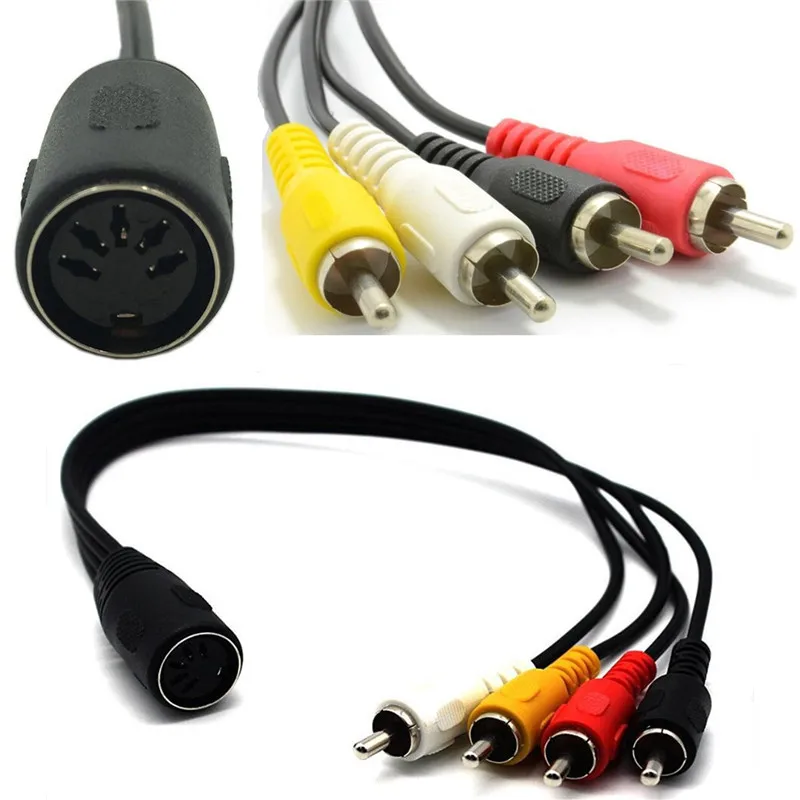 5 Pin ženská dinová zástrčka na 4 x RCA fono mužské zástrčky zvukový kábel 0,3 m