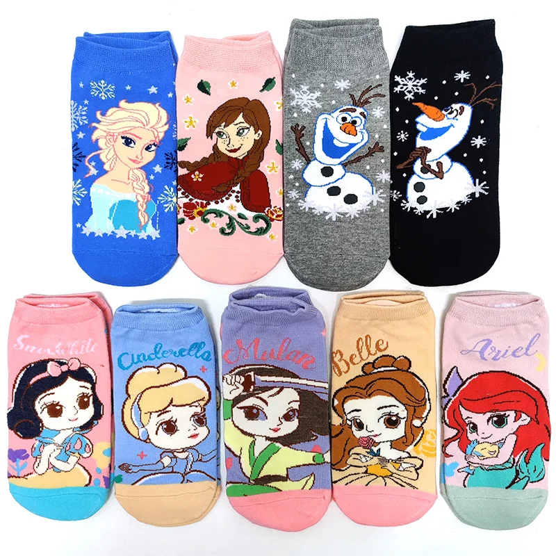 5 párov/balenie Disney téma Ženy ponožky bavlna Mickey Minnie Mickey Cute členkové ponožky