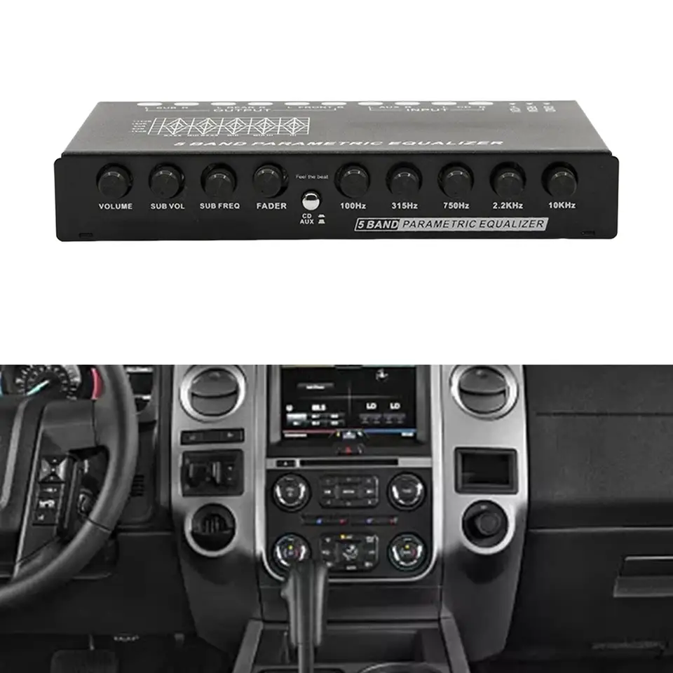 5 pásmových automobilov Audio Ekvalizér nastaviteľný 5 pásov ekv. Pre stereofónny tón