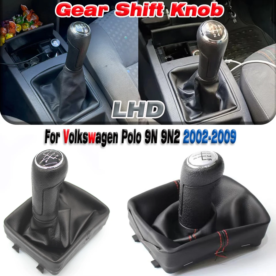 5 rýchlostný gombík na radenie prevodovky pre Volkswagen VW Polo 9N 9N2 (2002-2009) Príručka pre štýl automobilu Výmena koženého obalu Gaiter Gaiter