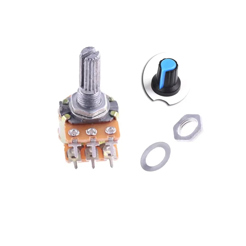 5 Set 6pin WH148 zosilňovač hriadeľa Dual stereo rotačný potenciometer 15 mm hriadeľ 1k 2k 5k 10k 20k 50k 50k 100k 500k ohm