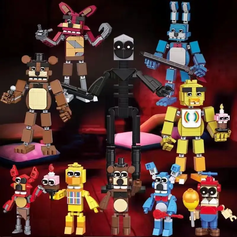 5 v 1 horúca fnafed akčná figúrka Build Block Set Anime Cartoon Freddy Model Toys Brick Construction Hray pre deti Darček pre dospelých