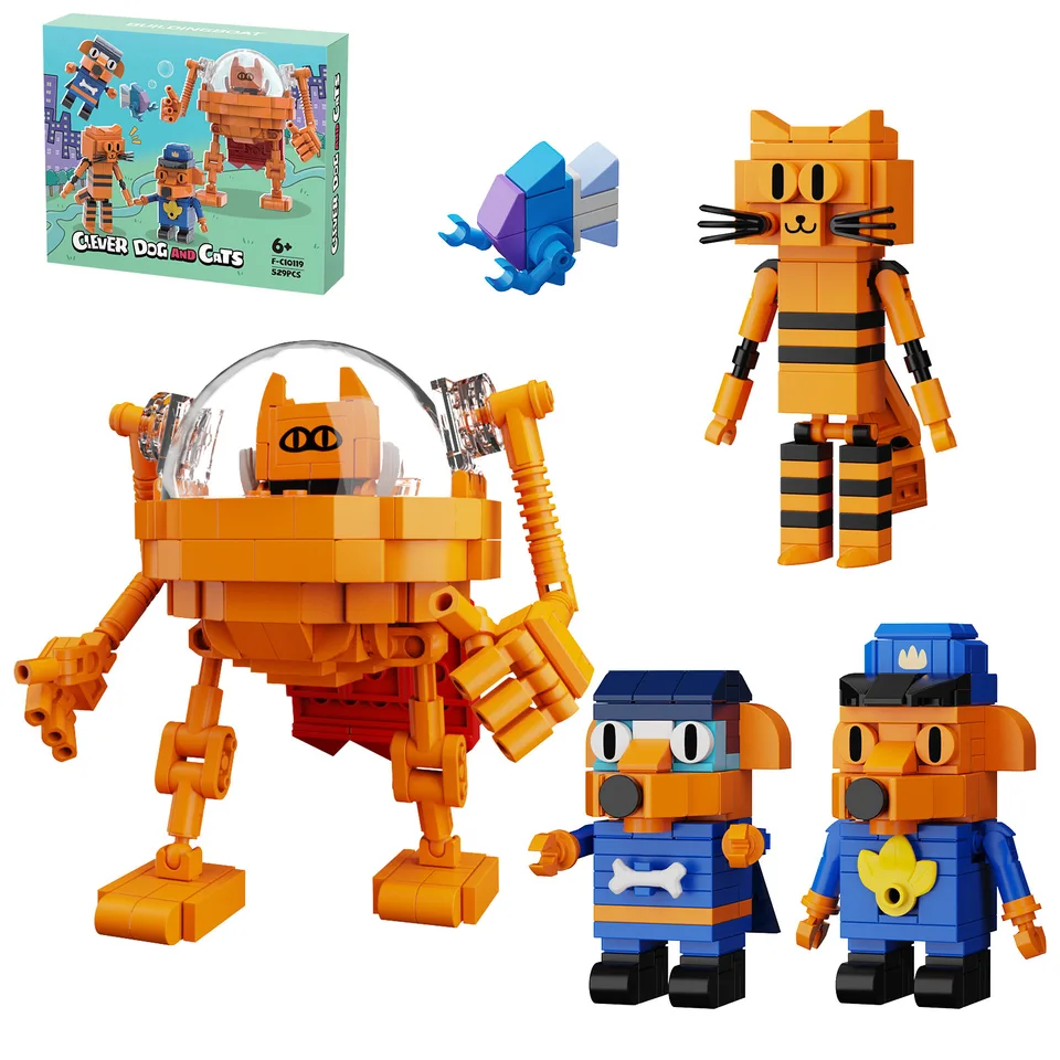 5 v 1 psom Man ands Cats Petey Build Block Set Anime Figures Model hračky filmov Fanúšikov