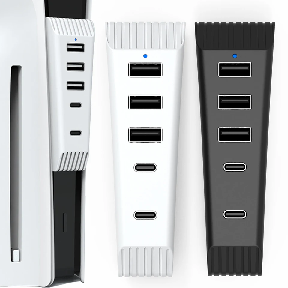 5 v 1 USB HUB vysokorýchlostný extra USB Port Extender 3USB a 1 Typ C a 1 Typ-C 3.1 pre Disk a digitálne konzoly PS5 Slim Console a Digital