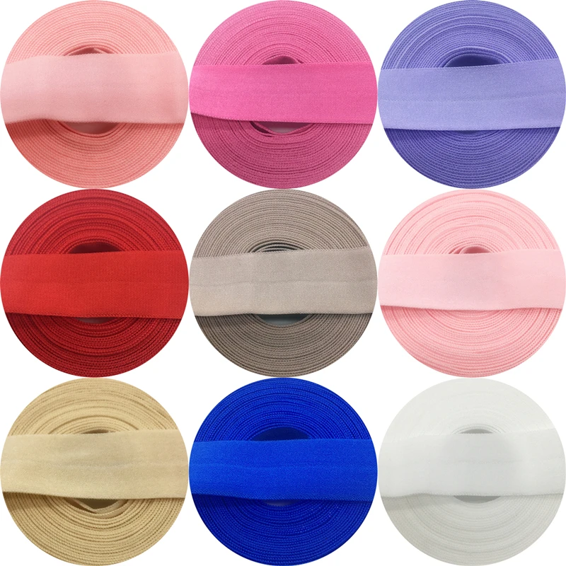 5 yardov 20 mm elastické pásmo Multicolor Fold Over Spandex Elastic Ribbon na šitie čipkovaného čalúnenia Detské vlasové príslušenstvo