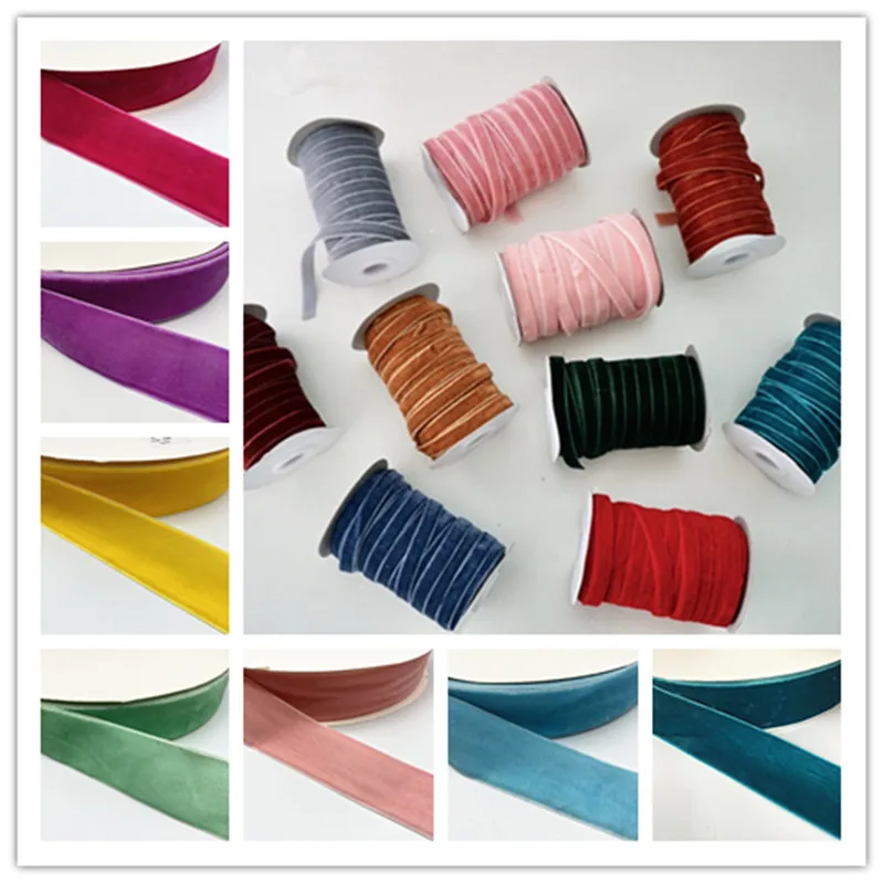 5 yardov 6 mm-38 mm farebná jednotka polyester polyester zamatová stuha pre výzdobu vianočných pásov na Bowknot
